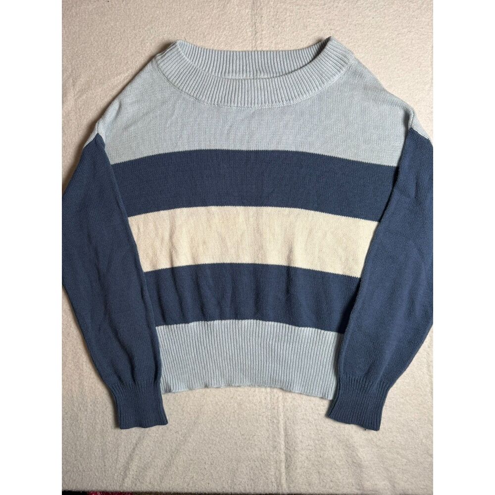 Lucky Brand Sweater Women's Size medium Blue and white Knit